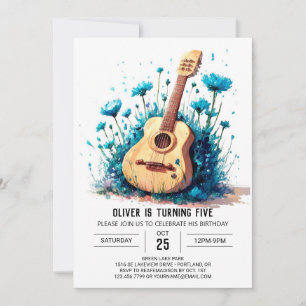 Enchanted Digital Guitar Boy Birthday Invitation