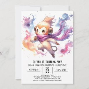 Enchanted Digital Monkey Birthday Invitation
