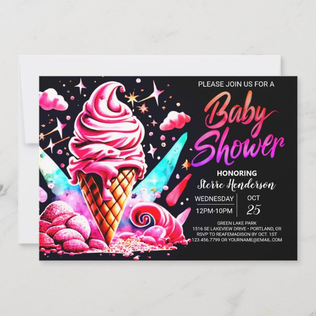  Enchanted Digital Sweetness Baby Shower Invitation (Front)