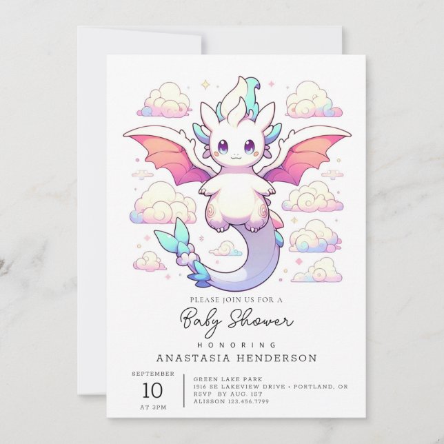 Enchanted Dragon Baby Shower Invitation (Front)
