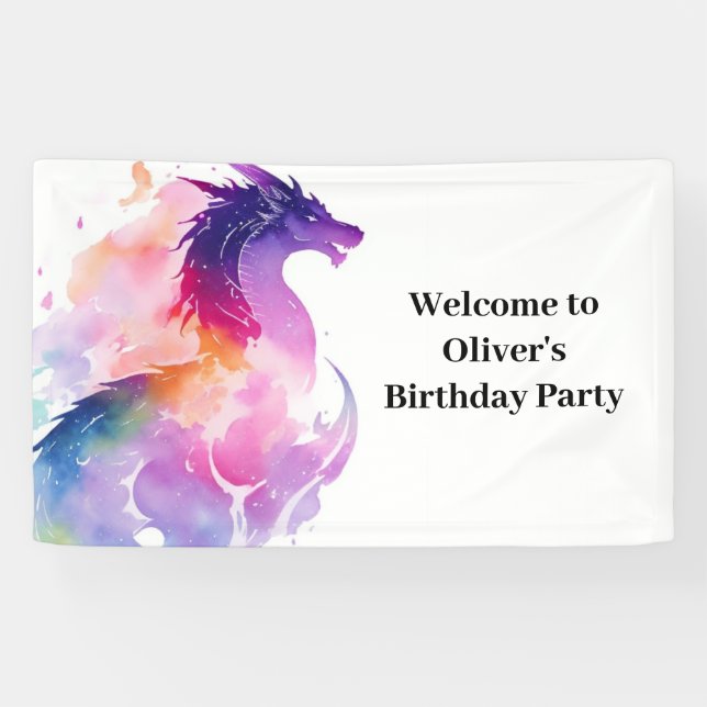 Enchanted Dragon Wonderland Birthday Banner (Horizontal)