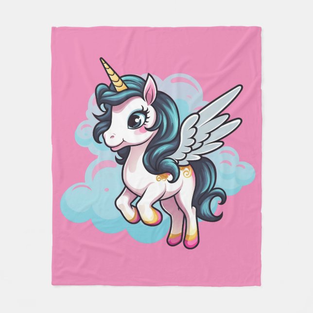 🌈 "Enchanted Dreams" Unicorn Fleece Blanket 🦄 (Front)