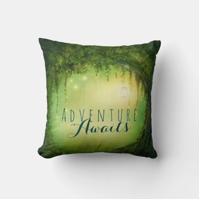Enchanted Dreamy Forest & Lights Rustic Custom Cushion (Front)