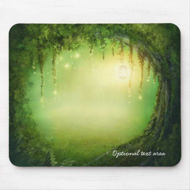 Enchanted Dreamy Forest & Lights Rustic Custom Mouse Pad (Front)