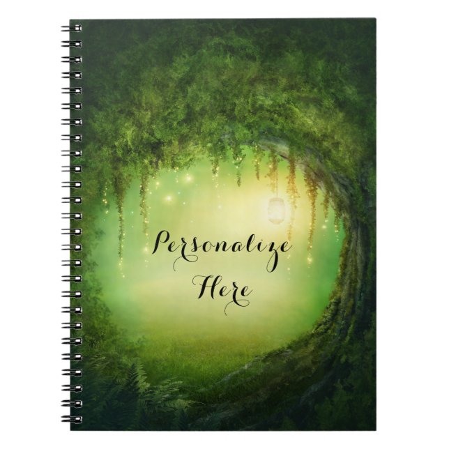Enchanted Dreamy Forest & Lights Rustic Custom Notebook (Front)