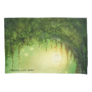 Enchanted Dreamy Forest & Lights Rustic Custom Pillowcase