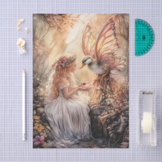 Enchanted Duck Fairy Girl Decoupage Tissue Paper