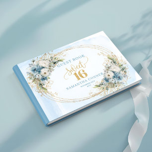 Enchanted Dusty Blue Greenery Sweet Sixteen Guest  Guest Book