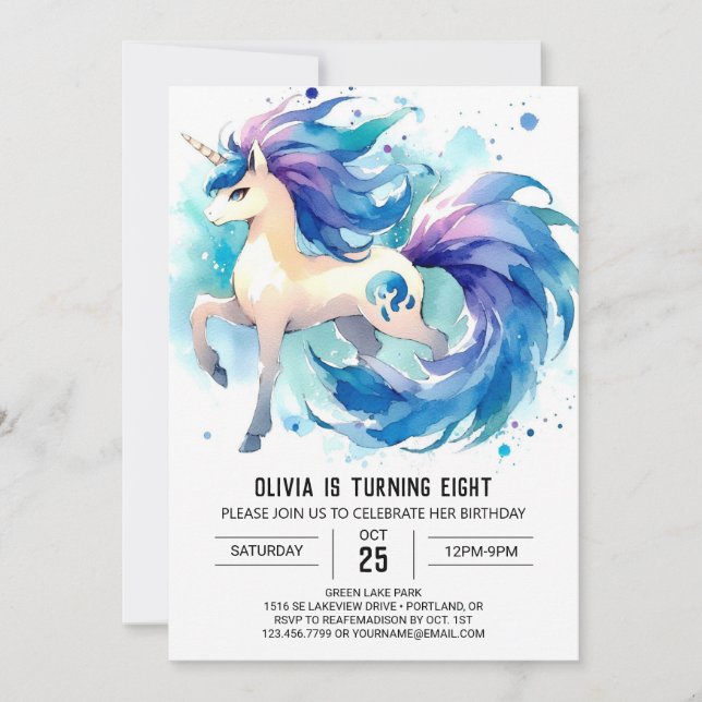 Enchanted Editable Horse Birthday Invitation (Front)
