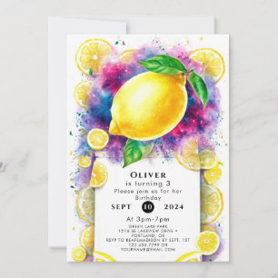 Enchanted Editable Lemon Birthday Invitation