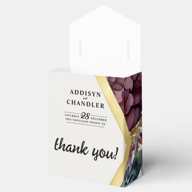 Enchanted Elegance Jewel-Toned Floral Wedding Favour Box (Opened)