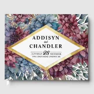 Enchanted Elegance Jewel-Toned Floral Wedding Guest Book