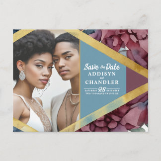 Enchanted Elegance Jewel-Toned Floral Wedding Holiday Postcard