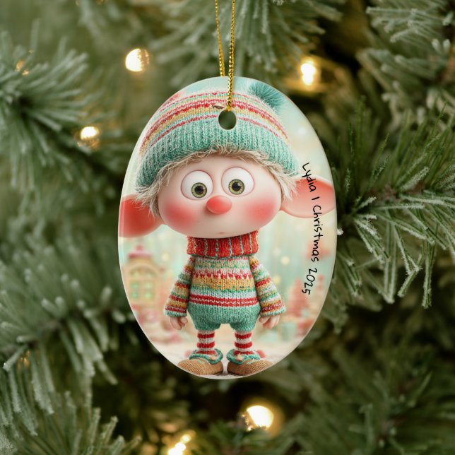 Enchanted Elf | North Pole Christmas Magic Ceramic Ornament (Tree)