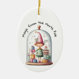 Enchanted Elf North Pole Christmas Magic Ceramic Ornament