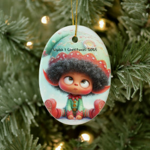 Enchanted Elf   North Pole Christmas Magic Ceramic Ornament