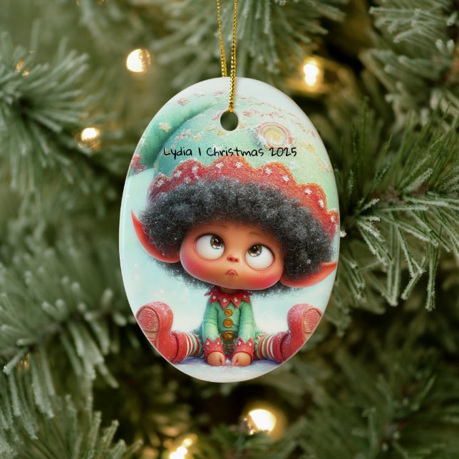 Enchanted Elf | North Pole Christmas Magic Ceramic Ornament (Tree)