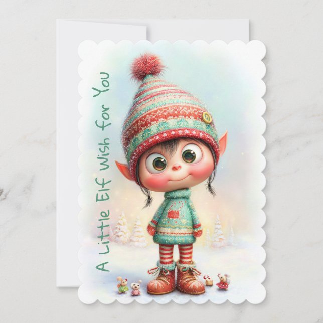 Enchanted Elf | North Pole Christmas Magic Holiday Card (Front)