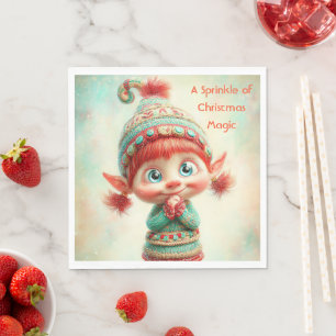 Enchanted Elf   North Pole Christmas  Napkin