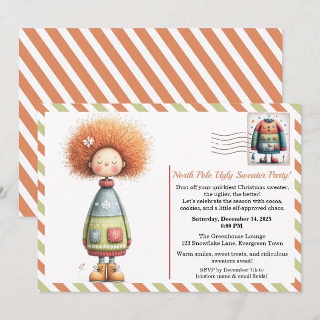 Enchanted Elf | North Pole Ugly Sweater Party  Invitation (Front/Back)