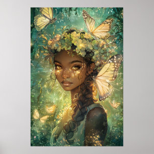 Enchanted Emerald Butterfly Fairy Kid's Art Poster