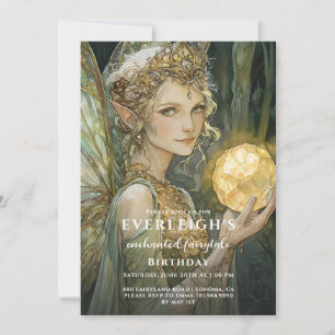 Enchanted Emerald Forest Fairy Birthday Invitation