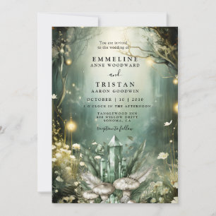 Enchanted Emerald Forest Wedding Magical Crystals Invitation