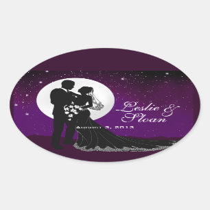 Enchanted Evening Nighttime Wedding Favour Oval Sticker