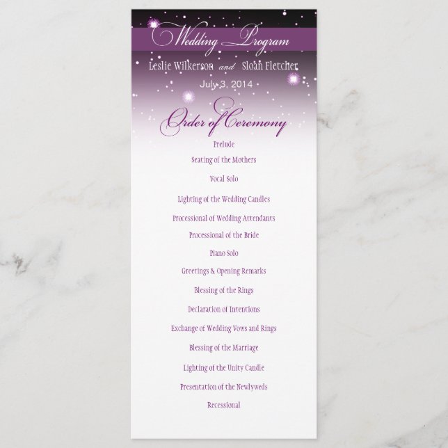 Enchanted Evening Nighttime Wedding Program (Front)