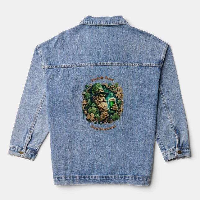 Enchanted Evening of Ale A Leprechauns Toast  Denim Jacket (Back)