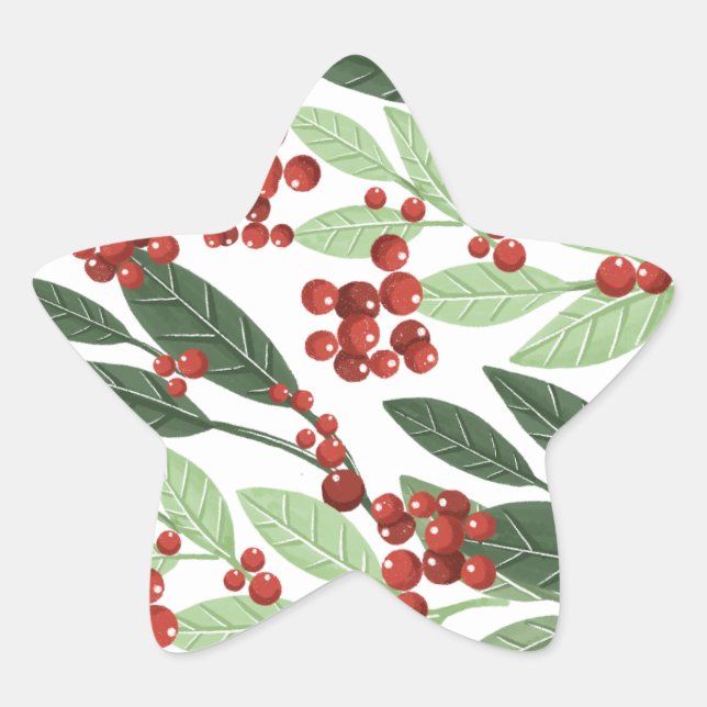 Enchanted Evergreen Botanical Christmas Star Sticker (Front)