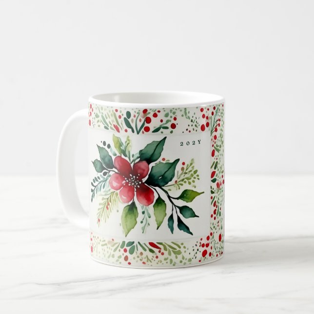Enchanted Evergreen Elegance Christmas Coffee Mug (Front Left)