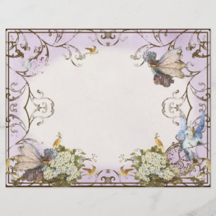 Enchanted Faerie Fairy Princess Lavender Vintage Custom Letterhead