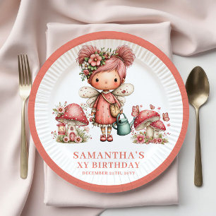 Enchanted Fairy 1st Birthday Pink Floral Paper  Plate