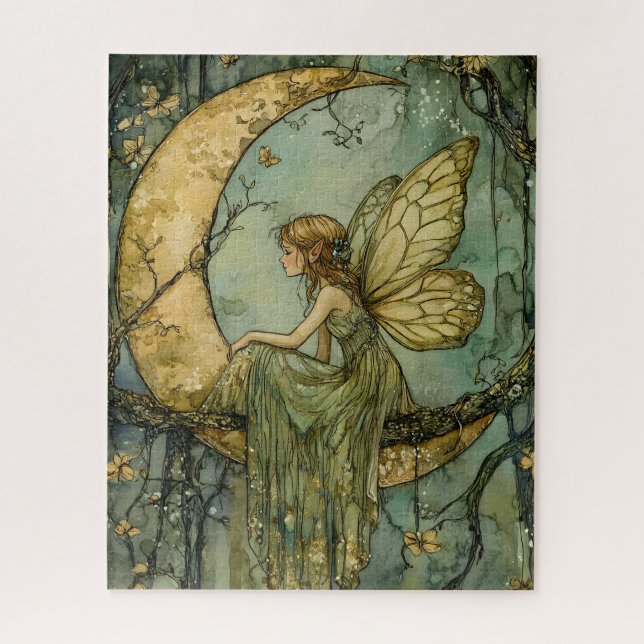 Enchanted Fairy And Crescent Moon Jigsaw Puzzle (Vertical)