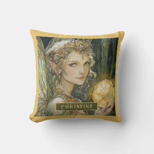 Enchanted Fairy And Crystal Ball Personalized  Cushion
