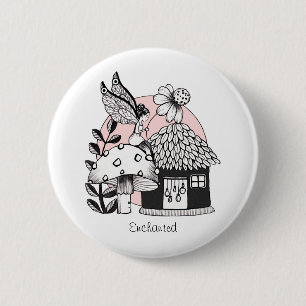 Enchanted Fairy And Fairy House 6 Cm Round Badge