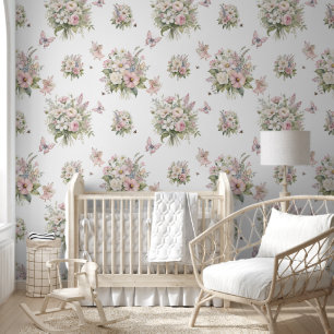 Enchanted Fairy Bee Floral Flower Bouquet Girl Wallpaper