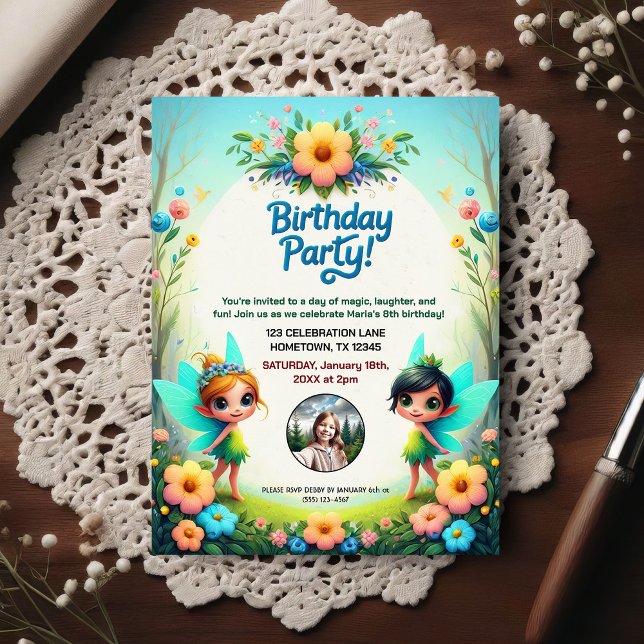 Enchanted Fairy Birthday Party Photo Invitation Postcard (Creator Uploaded)
