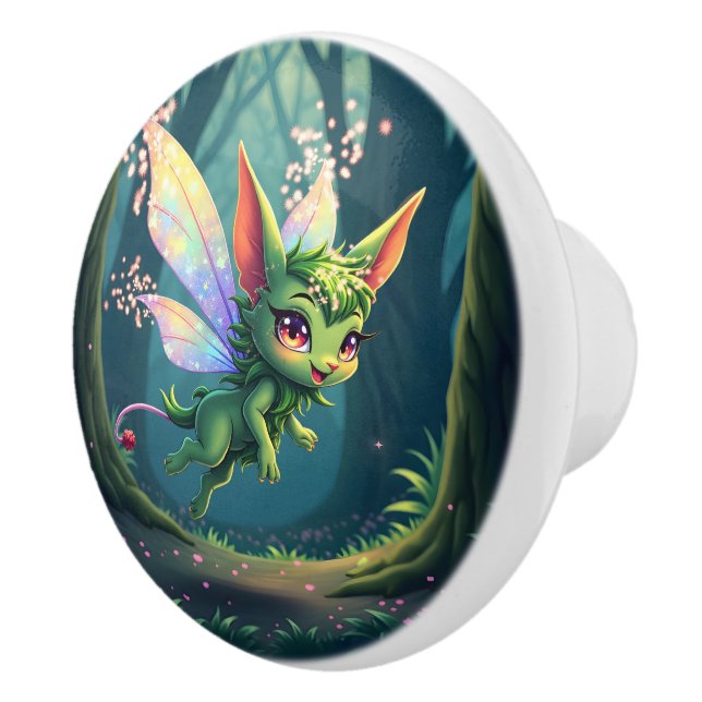 Enchanted Fairy Critter – Magical Forest Sprite  Ceramic Knob (Right)