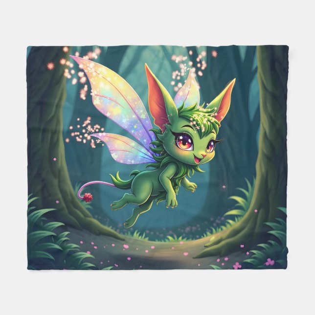 Enchanted Fairy Critter – Magical Forest Sprite  Fleece Blanket (Front (Horizontal))