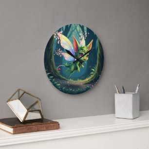 Enchanted Fairy Critter – Magical Forest Sprite  Large Clock