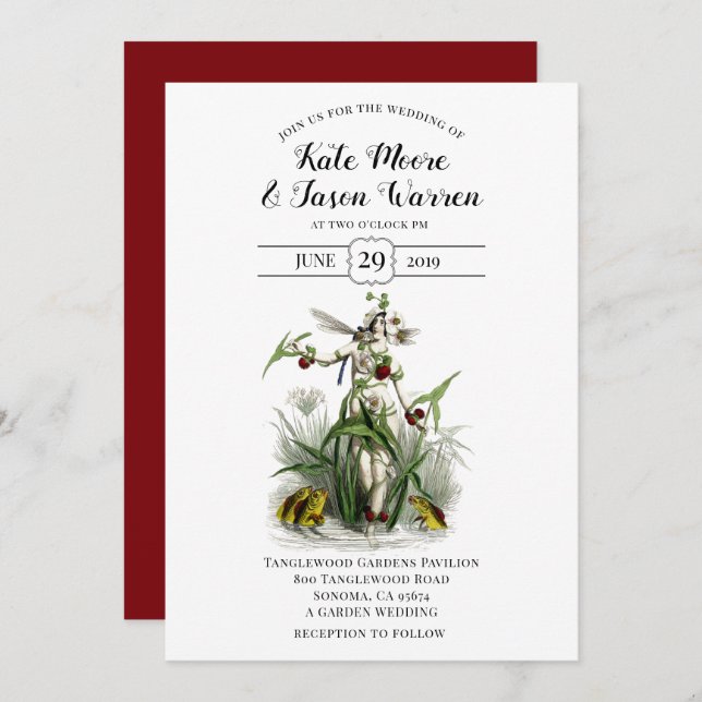 Enchanted Fairy Flower Garden Wedding Invitation (Front/Back)