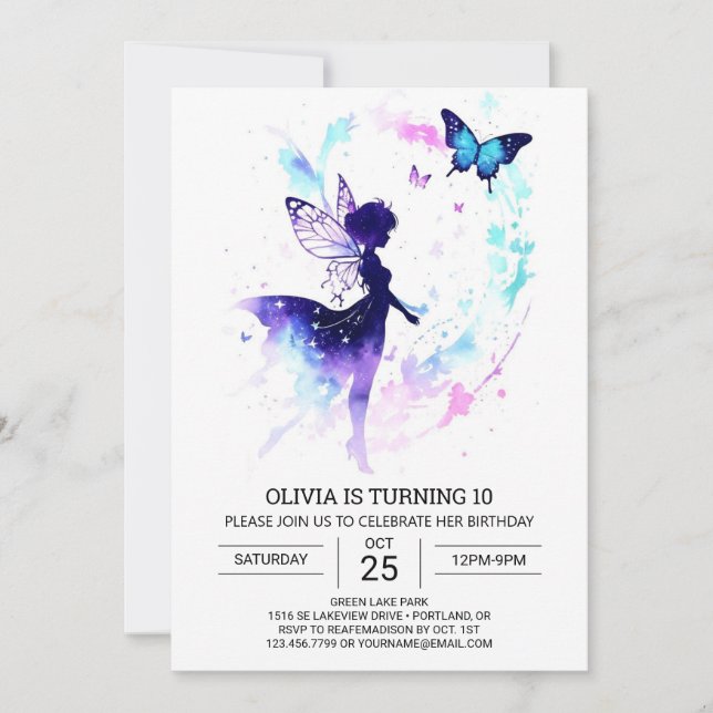 Enchanted Fairy Garden Birthday Celebration Invitation (Front)