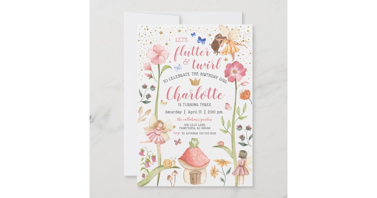 Enchanted Fairy Garden Birthday Invitation Zazzle