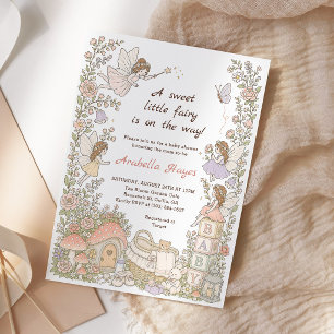 Enchanted Fairy Garden Girl Baby Shower Invitation