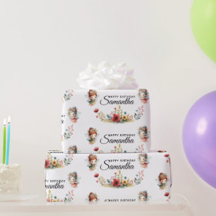 Enchanted Fairy Garden Girl Birthday Party Wrapping Paper