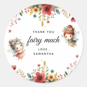 Enchanted Fairy Garden Girl Birthday Thank You Classic Round Sticker