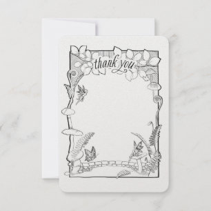 Enchanted Fairy Garden Party Colouring Thank You Card