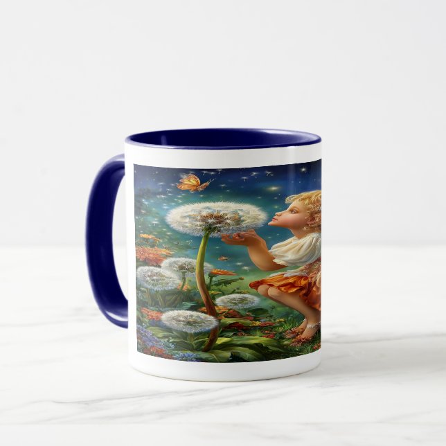 Enchanted Fairy Glowing Dandelion Coffee Mug (Front Left)